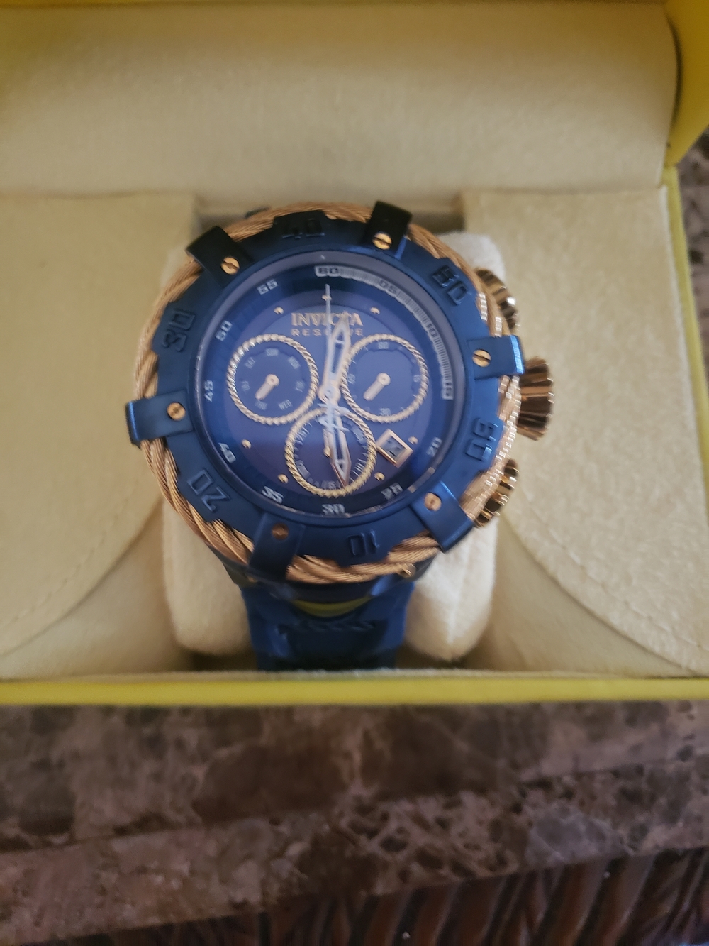 Invicta Blue and Gold Chronograph Watch
